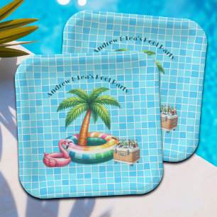 Palmbomen Pool Party Flamingo Papieren Bordje