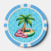 Palmbomen Pool Party Flamingo Poker Chips (Voorkant)