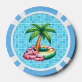 Palmbomen Pool Party Flamingo Poker Chips (Achterkant)