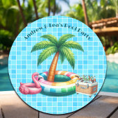 Palmbomen Pool Party Flamingo Ronde Sticker