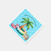 Palmbomen Pool Party Flamingo Servet (Hoek)