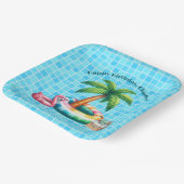 Palmbomen Pool Party Flamingo Verjaardagsfeest Papieren Bordje (Gebogen)