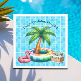Palmbomen Pool Party Flamingo Verjaardagsfeest Servet
