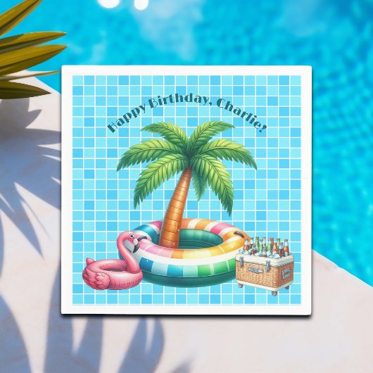 Palmbomen Pool Party Flamingo Verjaardagsfeest Servet
