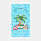 Palmbomen Pool Party Flamingo Verjaardagsfeest Servet (Voorkant)