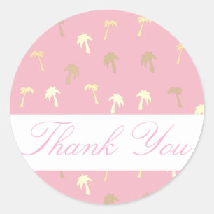 Palmbomen Roze Gouden Bedankt Trouwsticker Ronde Sticker