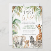 Palmbomen Safari Dieren Twee Wilde 2e Verjaardag Kaart (Voorkant)