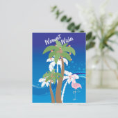 Palmbomen, Santa Flamingo Beach Kerstvakantie Feestdagenkaart (Staand voorkant)