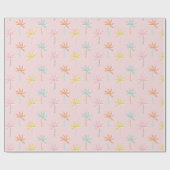 Palmbomen Schattige Roze Cadeaupapier (Vlak)