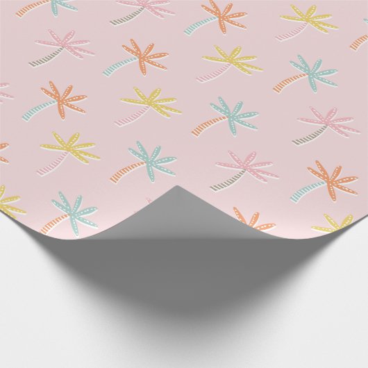 Palmbomen Schattige Roze Cadeaupapier (Hoek)