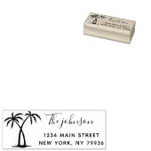 Palmbomen Script Familienaam Retouradres Rubberstempel (Gestempeld)