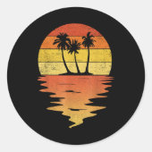 Palmbomen shirt retro sunset 70s  Palm tre Ronde Sticker (Voorkant)