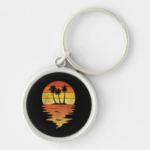 Palmbomen Shirt Retro Zonsondergang 70s Vintage Pa Sleutelhanger