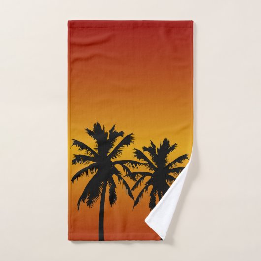 Palmbomen silhouet in Oranje zonsondergang Handdoek (Handdoek)