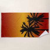 Palmbomen silhouet in Oranje zonsondergang Strandlaken (Voorkant)