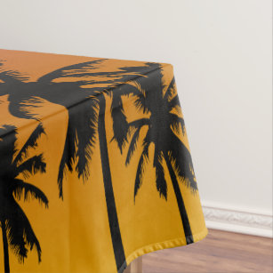 Palmbomen silhouet in Oranje zonsondergang Tafelkleed