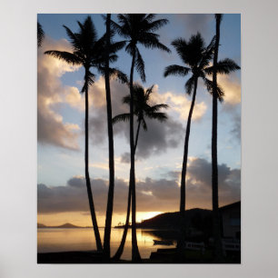 Palmbomen Silhouetten in Hawaï Poster