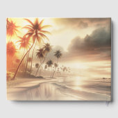 Palmbomen & Sinaasappel Sunset Beach Bruiloft Gastenboek (Achterkant)