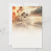 Palmbomen & Sinaasappel Sunset Beach Bruiloft Kaart (Achterkant)