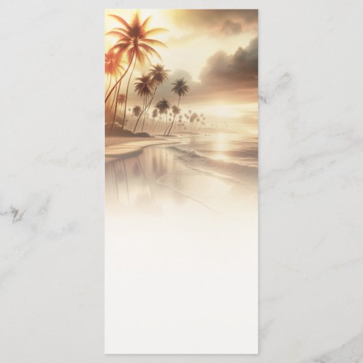 Palmbomen & Sinaasappel Sunset Beach Bruiloft Menu (Achterkant)