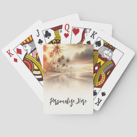 Palmbomen & Sinaasappel Sunset Beach Bruiloft Pokerkaarten (Achterkant)