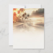 Palmbomen & Sinaasappel Sunset Beach Bruiloft RSVP Kaart (Achterkant)