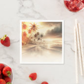 Palmbomen & Sinaasappel Sunset Beach Bruiloft Servet (Insitu)