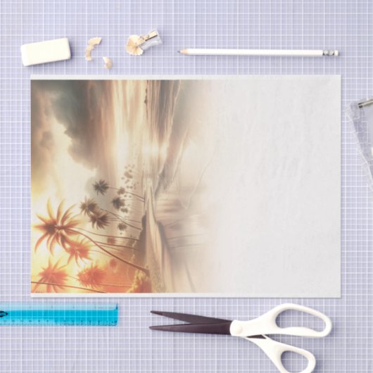 Palmbomen & Sinaasappel Sunset Beach Bruiloft Tissuepapier (Craft)