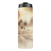 Palmbomen & Sinaasappel Sunset Beach Thermosbeker (Voorkant)