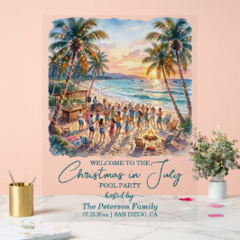 Palmbomen Slingerlichten Kerst in Juli Welkom Acryl Bord