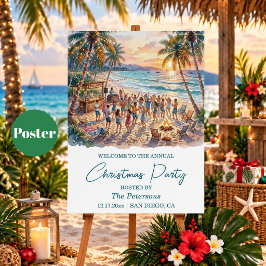Palmbomen Slingerlichten Kerstfeest Welkom Poster