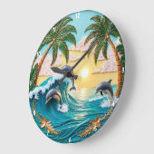 Palmbomen, springende dolfijnen en Ocean Sunset Grote Klok (Hoek)