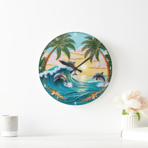 Palmbomen, springende dolfijnen en Ocean Sunset Grote Klok