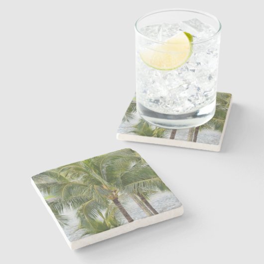 Palmbomen Stenen Onderzetter (Zijkant)