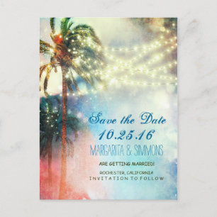 palmbomen stralen stranden redden datum aankondigingskaart