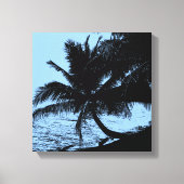 Palmbomen, strand en zee - Blauw Canvas Afdruk (Voorkant)
