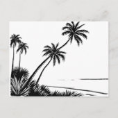 Palmbomen strand pen tekening briefkaart (Voorkant)
