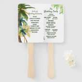 Palmbomen, Strand Waterverf Wedding Program Fans Handwaaier (Voorkant en achterkant)