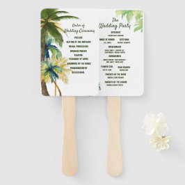 Palmbomen, Strand Waterverf Wedding Program Fans Handwaaier