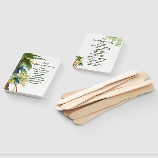 Palmbomen, Strand Waterverf Wedding Program Fans Handwaaier (Niet-gemonteerd)
