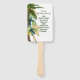 Palmbomen, Strand Waterverf Wedding Program Fans Handwaaier