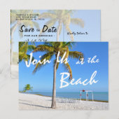 Palmbomen Strand Zomer Save the Date Aankondigingskaart (Voorkant / Achterkant)