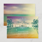 Palmbomen string lichten strand bruiloft RSVP kaar Kaartje (Voorkant / Achterkant)
