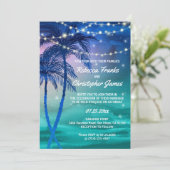 Palmbomen Strings of Lights Bruiloftsuitnodigingen Kaart (Staand voorkant)