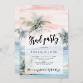 Palmbomen Sunset Graduation Party Uitnodiging (Voorkant / Achterkant)