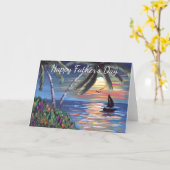 Palmbomen Sunset Ocean Painting Vaderdag Kaart (Gele Bloem)