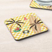 Palmbomen Surfboard Geruit Zomer Bier Onderzetter (Linkerzijde)