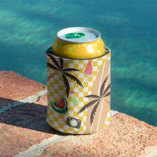 Palmbomen Surfboard Geruit Zomer Blikjeskoeler (Insitu Zwembad)