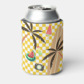 Palmbomen Surfboard Geruit Zomer Blikjeskoeler (Blikje Achterkant)