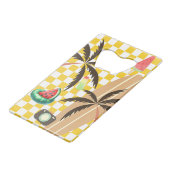 Palmbomen Surfboard Geruit Zomer Creditkaart Flessenopener (Achterkant Gekanteld)